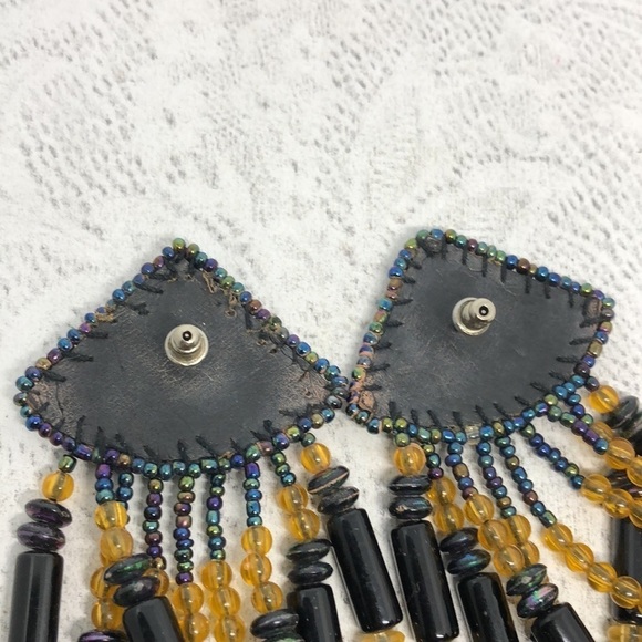 𝅺Vintage handmade big beaded statement festival fun earrings - Picture 5 of 6